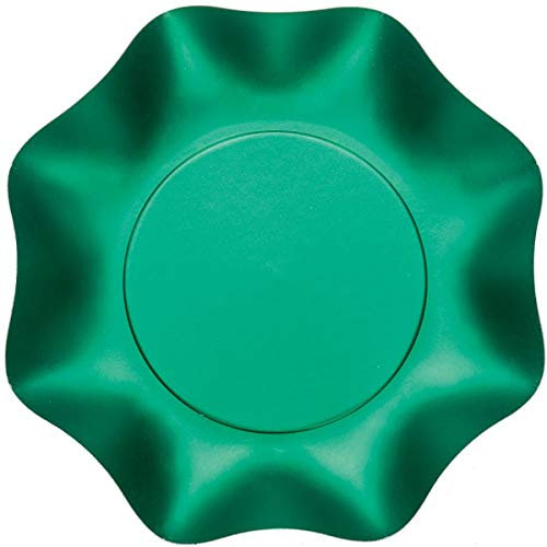 Zeus Party Piatti Fondi Carta Plastificata Tinta Unita Colori Opachi Etrusco con Bordi Ondulati 20cm (Verde)