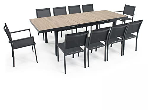 Oviala Tivoli Gartentisch, 8 Stühle und 2 Sessel aus Aluminium und Keramik