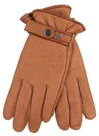 EEM Herren Lederhandschuhe, edles Hirschleder, weiches Futter aus Kaschmir und Wolle