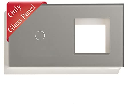 BSEED DIY 157 * 86mm Glascheibe mit 45mm Rahmenkombination für Lichtschalter und Steckdose 1 Fach Grau