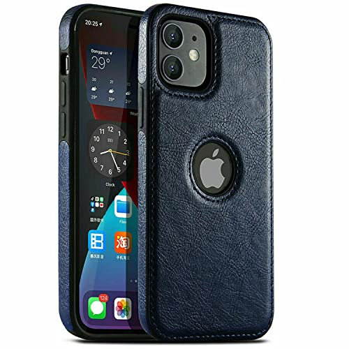Mixroom - Custodia Cover Case per iPhone 12 Mini Case in Eco Pelle Blu e TPU Silicone Morbido di Qualita Ultra Resistente.