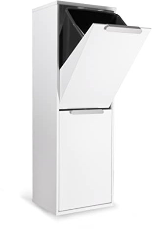 Arregui Ecoclas CR201-E Cubo de Basura y Reciclaje de Acero de 2 Compartimentos | 2x17L (34L) | Cubos de Basura de Cocina | Contenedores de Reciclaje para Casa u Oficina | blanco