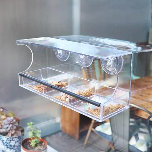 Garden Mile Clear Perspex Window Bird Feeders | Hanging Strong Suction Cup Feeder for Small Birds with Easy Refill & Clean Design | Bird Watching, Wild Birds, Seed, Suet, Mealworms, Fat Balls