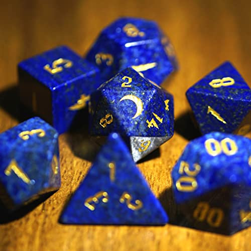 BOCbco Dnd Dice Set Hübscher Lapislazuli Polyhedral D&D Dragon Dice Für Dungeons And Dragons Pathfinder Shadowrun Rollenspiele, Kreatives Geschenk/7 Pcs