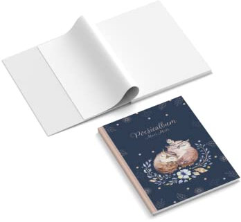 easyprint Poesiealbum personalisiert mit Name | Design Eulen | 148 x 210 mm | Hardcover | Papier 100 g/m² | Blanko Innenseiten | Freundebuch | Erinnerungsbuch