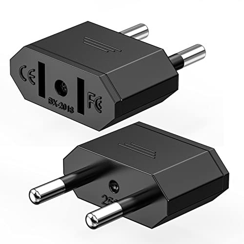 Adattatore US to EU, spina da viaggio su EU, 2 pin Ancable Germania Europ America Canada Messico Spagna Egitto spina per dispositivi con alimentatore USA (nero, 2 pezzi)