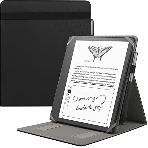 HoYiXi Universel Étui pour 10.2 Pouce Découvrez Kindle Scribe 1re génération (modèle 2022) / 10.3 Pouce Kobo Pack Elipsa eReader 2021 Housse Pliable avec Support Vertical et Porte-Stylo, Noir