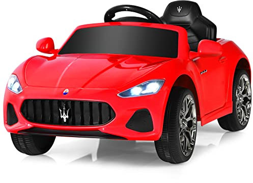 COSTWAY Electric Kids Ride On Car, 12V Battery Powered Compatible Maserati Toy Vehicle with Two Motors, Remote Control, Lights, USB, Horn and Music, Gift for 3+ Years Old Boys Girls (Red)
