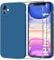For iPhone 11 Case with Screen Protector Tempered Glass (2 Pack),iPhone11 Silicone Phone Case,Shockproof Cover with Soft Anti-Scratch Microfiber Lining,[Full Body Protective],6.1 inch,Navy Blue
