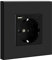 BSEED Enchufe de pared con 1 USB y 1 Tipo C,Negro 16Amp Schuko Enchufe Simple on Panel de Plastico,toma de corriente con 2 x cargadores USB(Max. 2.1A) y Typ C adecuado para Smartphone MP3 Tablet