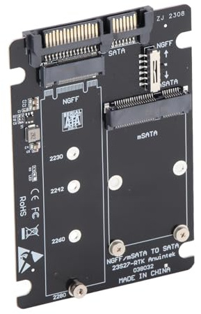 KIMISS Micro Sata Adapter Festplattenadapterkarte Schwarz PCB 2 in 1 M.2 Ngff Msata Ssd zu Sata 3.0 Festplattenadapter Konverterkarte