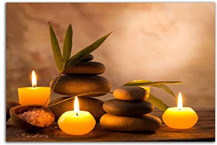 HOPNRU Aroma Kerzen und Zen Steine Poster Wall Art Bild Druck auf Leinwand für moderne Home Schlafzimmer Decor Art Malerei (30x45cm-Ohne Rahmen)