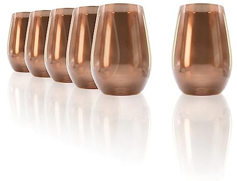Stölzle Lausitz Vasos Longdrink Mirror Marrón Set de 6 – 465 ml Vasos Altos de Cristal para Cócteles Agua y Zumos – Diseño Espejado Elegante – Aptos para Lavavajillas y Resistentes a Golpes