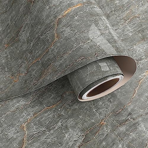 VaryPaper Tapete Selbstklebend Marmoroptik Grau 40cmx200cm Marmor Folie Selbstklebend Klebefolie Möbel Marmor Arbeitsplatte Folie Küche Küchenrückwand Folie Wasserfest Badezimmer Tisch Schrankfolie