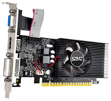 AMZLORD GT730 - Tarjeta gráfica para juegos, 4 GB, 128 bits, DDR3, GPU de perfil bajo, salida HDMI/VGA/DVI, PCI-E2.0 x16 con ventilador, tarjeta de video para juegos de escritorio, PC/servidores