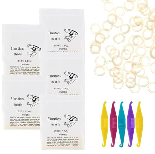 INGJIA Kieferorthopädische Zahnspangengummis mit 5 Pcs Platziere, 500pcs Kieferorthopädische Elastische Gummibänder für Zahnspangen, Zahnlücken, Schiefe Zähne