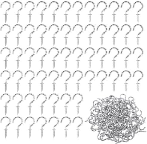 Amaxiu 100 Piezas Ganchos de Tornillo Pequeños, 2 cm Ganchos de Techo de Metal Mini Ganchos para Atornillar Ganchos de Techo con Tornillos Plantas Colgantes Adornos de Arte Tazas Decoración Navideña