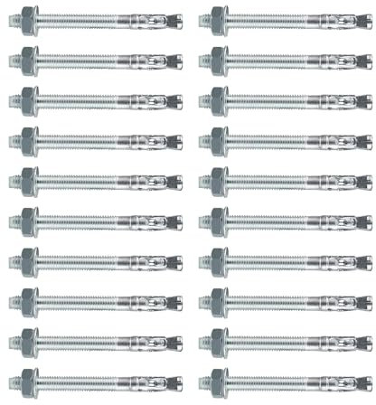 LANZLC Bulloni di Espansione M10X110mm, 20 Pcs Ancora a cuneo in acciaio zincato, Tassello Ancorante, Tassello Passante, Tasselli per Cemento Armato per Cemento Armato, Calcestruzzo e Pietra