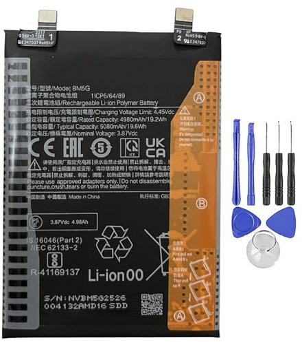 ELLENNE - Batterie Compatible pour XIAOMI BM5G POCO X4 GT/REDMI Note 11T Pro 5080 MAH + KIT DE Tournevis