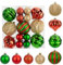 Hollyone 10CM 5CM Large Christmas Bauble Set, 23PCS Green Red Gold Xmas Balls for Christmas Tree Decorations, Shatterproof Christmas Ball Ornament, Giant Xmas Balls for Wedding, Party, Wreath