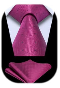 Enlision Corbatas Rosa Intenso Hombre y Pañuelo Corbata Cuadros Modernas Conjunto Corbatas Boda Originales