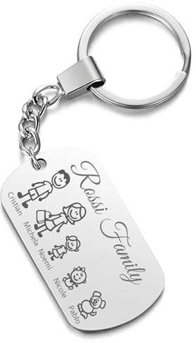 Stileitaliano portachiavi personalizzato Family personalizzabile con personaggi nomi famiglia per Famiglie idea regalo (Metallo)