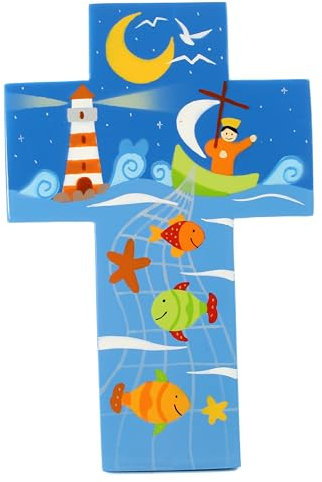 Palais du Rosaire Croce per bambini Pesca Miracolosa 15 cm - Croce religiosa - Culto cristiano in legno