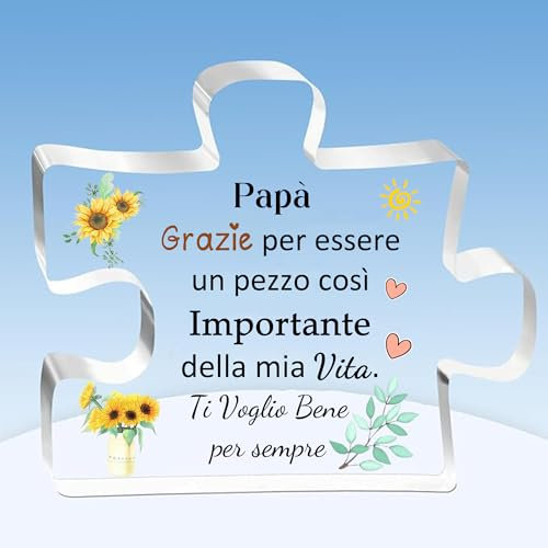 HZBLAZ Papa Puzzle Plaketten Geschenke Vatertag Väter Schätzung Geburtstag Zeichen Acryl Dekoration Haus Souvenir Weihnachten Erinnerungen Sonnenblumen Danke, dass Sie ein so wichtiges Stück meines