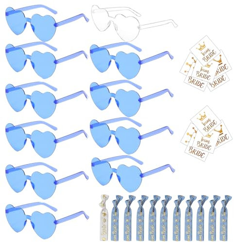 HIQE-FL Herz Sonnenbrille,33 Stück Jungesellinnenabschied Frau Accessoires,Bride Armband,Party Sonnenbrillen Set Herz,Jga Brille Team Braut Armbänder,JGA Deko Accessoires