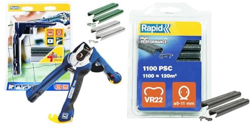Rapid FP222 - Pince à Grillage, Chargeur Haute Capacité, Poignée Ergonomique, Rangement Facile & VR22 - Agrafes à Grillage en Acier Galvanisé, Plastifié Gris