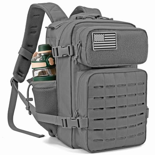 QT&QY 25L Taktischer Rucksack für Männer – MOLLE Military Rucksack, Outdoor, Camping, Wandern, Jagd, Fitness, Wasserabweisend, mit Flaschenhaltern und Laptopfach, Notfall-Überlebensrucksack