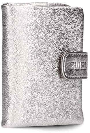 Zwei Damen Geldbörse MW5 weiches Kunstleder (13x10x3cm) Brieftasche aus hochwertigem Kunstleder mit Druckknopf & Reißverschluss, Geldbörse mit Münzfach, 6 Kartenfächern, 1 Scheinfach (Silver)