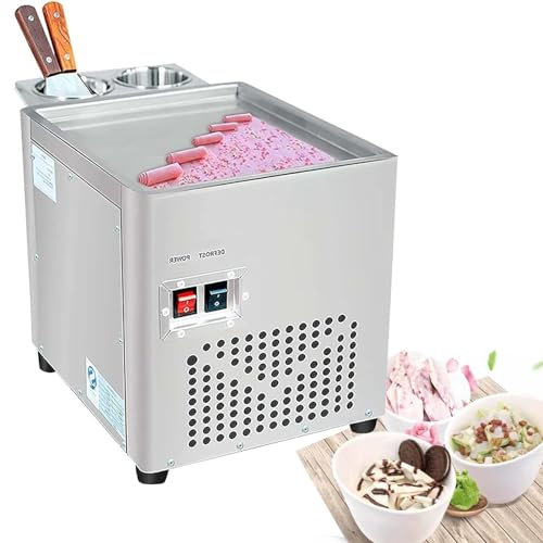 HENGCMM Máquina de Helado instantánea, máquina de Helado Enrollado, máquina de Crema de Yogur Frito Plancha Máquina de Helado Frito con sartén Cuadrada única para Gelato/Sorbete/Yogur