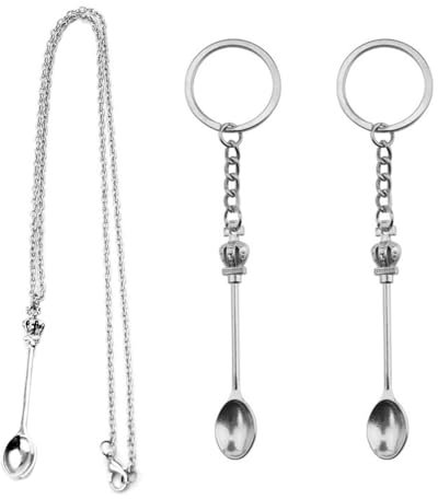 2-Piece Spoon Set - Keychain & Necklace, Mini Spoon for Spice Jar