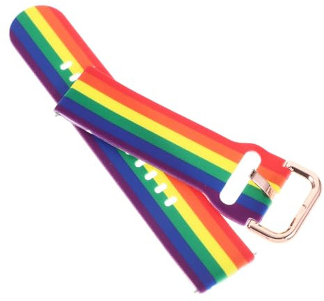 OSALADI Replacement Rainbow Watch Strap 20Mm Secure Comfortable Silicone Band for Smartwatches Daily Sports Wear