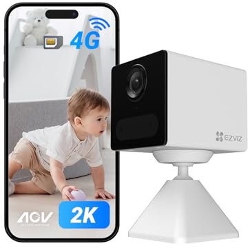 EZVIZ 2K 4G LTE Mini Battery Camera Indoor Wireless, 512GB Support, AOV Mode 24/7, No Subscription, App Control, 2.4GHz, AI Human Detection, Night Vision, Two Way Audio, Google Alexa Control(CB2 4G)