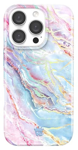 VELVET CAVIAR for iPhone 16 Pro Case Marble - Cute Protective Cover for Women - Compatible with MagSafe [10ft Drop Tested] - Holographic, Blue, Pink
