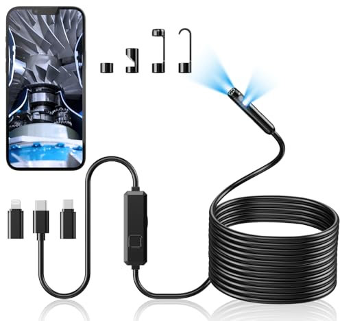 Acoath Endoskopkamera mit Licht, 1920 HD Rohrkamera mit 8 LEDs, IP67 Wasserdichtes Inspektionskamer Handy Gadget, 10M Kanalkamera Werkzeuge für Android & iOS - 2 Lenses