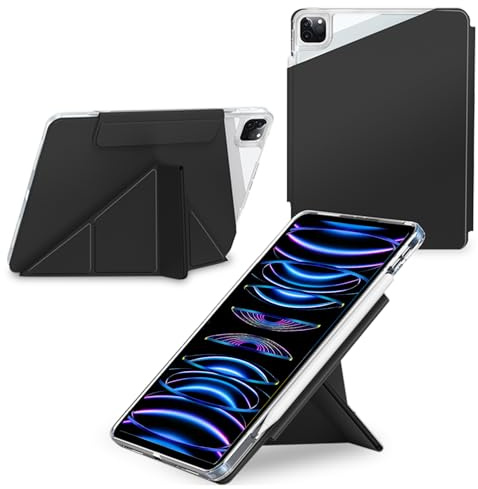Tasnme Detachable Case for iPad Pro 11 inch 4th/3rd/2nd/1st Gen (2022/2021/2020/2018), Y Fold Magnetic Cover, Trifold Stand with Transparent Hard Back Shell for iPad Pro 11, Auto Wake/Sleep(Black)