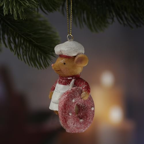 Christbaumschmuck Maus süß Weihnachtsbäckerei Polyresin H: 8,5cm (Donut)
