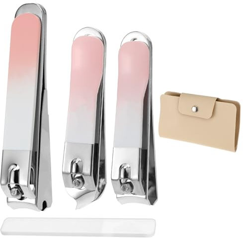 Molain 3 Stück Nagelknipser Set, Spritzfreier Nagelschneider Mit 1 Nagelfeile Nail Clipper Nagelknipser Fußnägel Fingernagel Knipser Fingernagelknipser für präzise Pflege(Farbverlaufspulver)