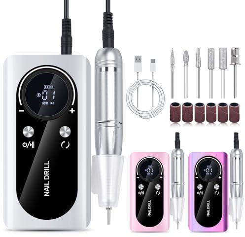 Boyuan Ponceuse Pour Ongles Professionnelle 45000 RPM Lime a Ongle Electrique Portable Rechargeable Avec Affichage LCD Et Embouts Ponçage Pour Pédicure Manucure Pour Salon/Maison