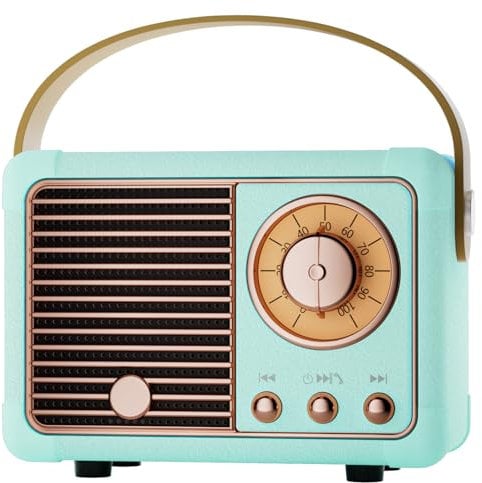 Caulikine Retro Bluetooth Speaker Portable Wireless with Built-in Mic, Hi-Fi Stereo Sound, Home Decor Speaker for Room,Birthday Gifts for Teen Boys, Girls, Women, Men (Blue)