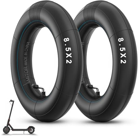 Amitor E Scooter Schlauch 8 1/2 x2 für Xiaomi Pro 2 Pro 1S M365 Mi3, 8 1/2 x2 Schlauch E Scooter Verdickter mit Silber Ventil 90°, 8,5x2,0 Zoll Haltbarem E-Roller Ersatzschlauch 50/75-6.1, 2PCS