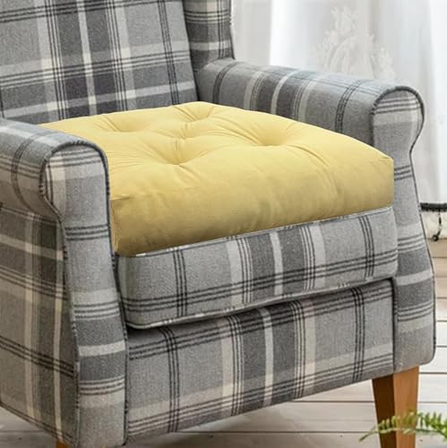 Tan Armchair Booster Cushion Pad | 50x50x10cm Large Faux Suede Firm Seat Cushions | for Office Chair Dining Sofa & Floor Cushion | Soft Cotton Filling for Pregnancy Elderly & Home Comfort