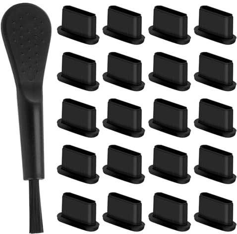 TDUNSYA 20 Stück USB C Staubschutz Stöpsel,Silikon USB C Schutzkappe,Handy USB C Schutz Staubstecker mit Reinigungsbürste,für Smartphone Tablet und Andere mit USB Typ C geräte