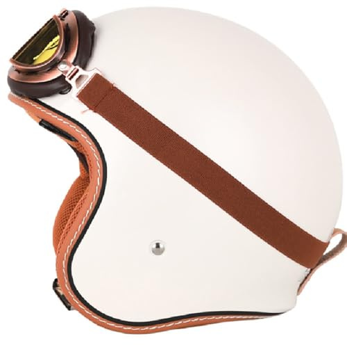 JetHelm mit Sonnenbrille, Retro Motorrad Halbschalenhelm DOT/ECE-Zulassung, Retro Helm Design, Ideal als Rollerhelm für Herren und Damen, Leichter Motorradhelm