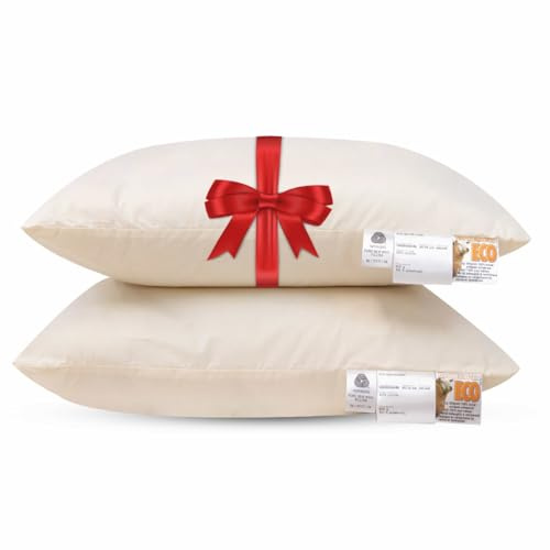 NachtrustOnline Terschellinger Wolle Kopfkissen 60x70 cm - 2er Kissen Set - Mit 800 Gramm füllung aus Schurwoll