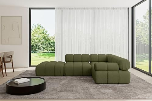 ALTDECOR Modulares Sofa Ecksofa in L-Form Corner modular Sofa Eckcouch Couch Wohnlandschaft Cauchsofa Polstersofa Felto-L1-285x190x70 cm Grün