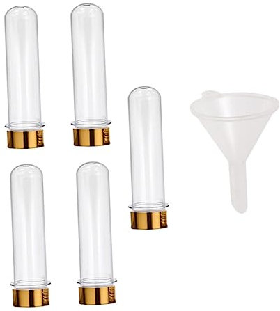 PACKOVE Reagenzglasflaschen 40ml Pet Aufbewahrungsröhrchen Mit Dichtung Flacher Boden Für Süßigkeiten Flüssigkeiten Geschenkset 6 Stück Mit Trichter